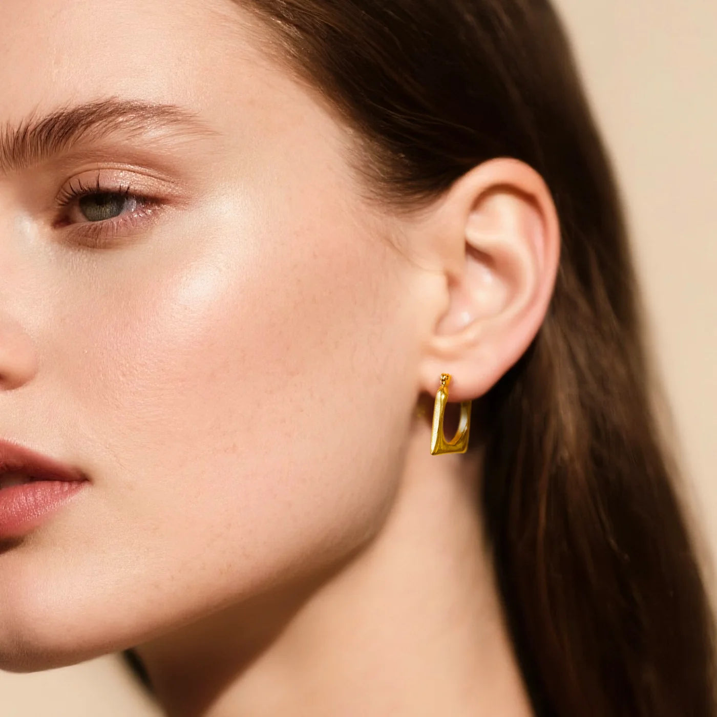 Geometric Square Hoop Earrings lifestyle image