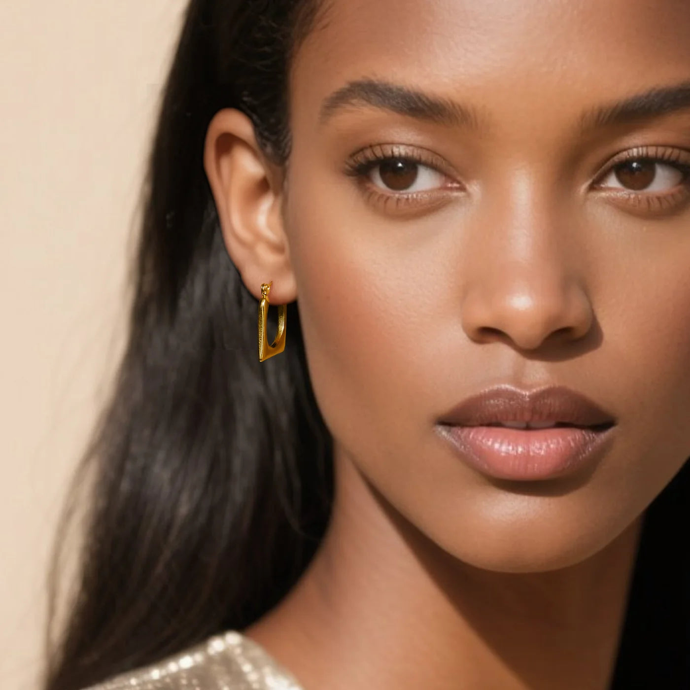 Geometric Square Hoop Earrings lifestyle image