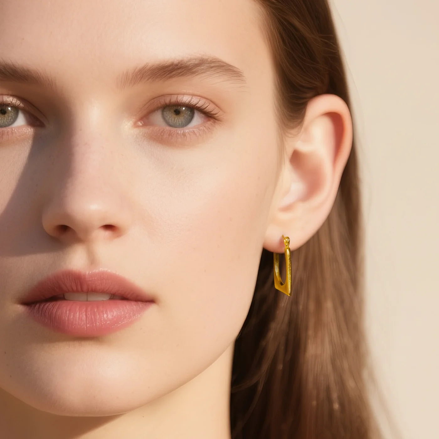 Geometric Square Hoop Earrings lifestyle image