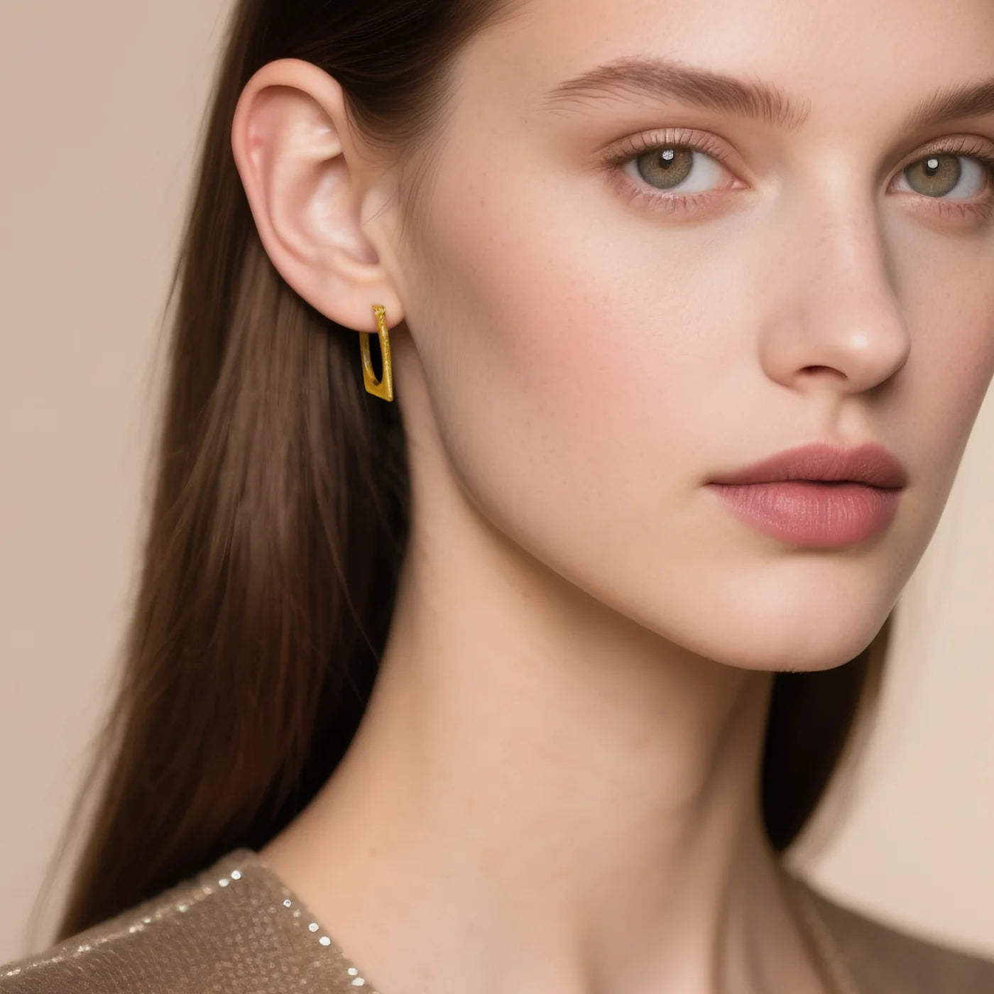 Geometric Square Hoop Earrings lifestyle image