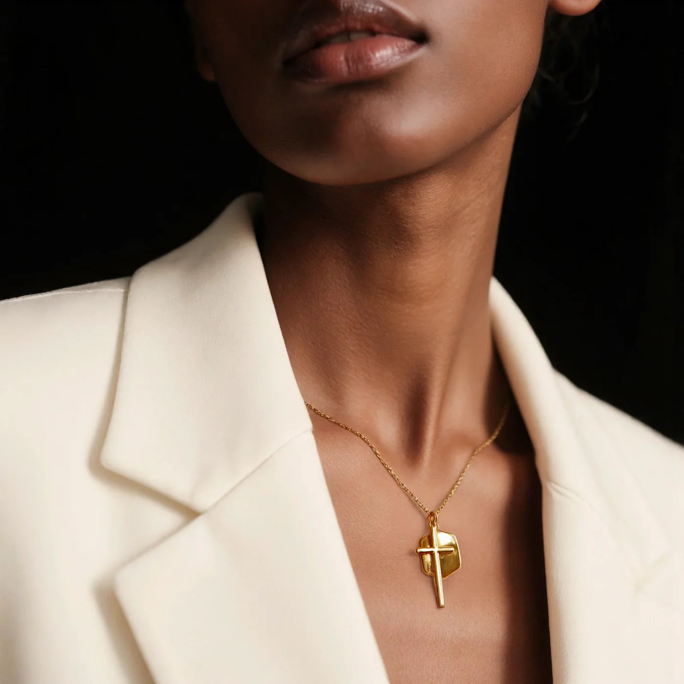 Layered Cross Pendant Necklace lifestyle image