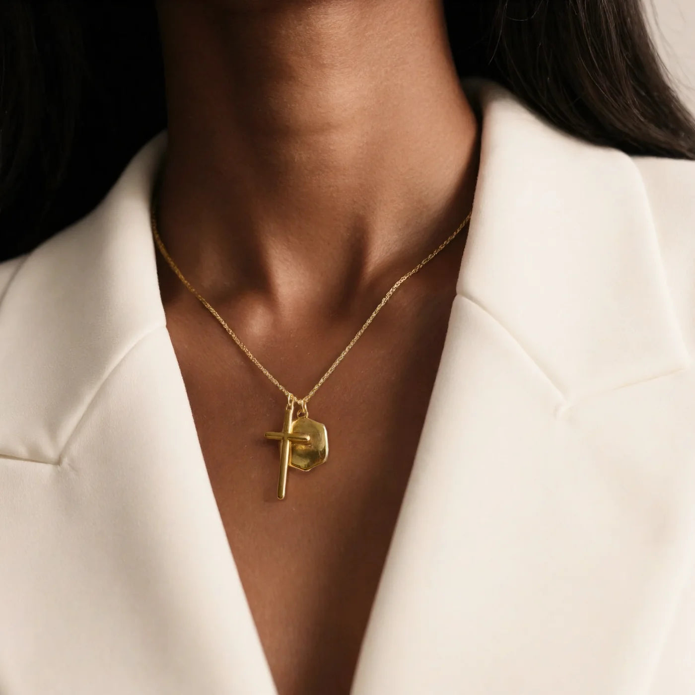Layered Cross Pendant Necklace lifestyle image