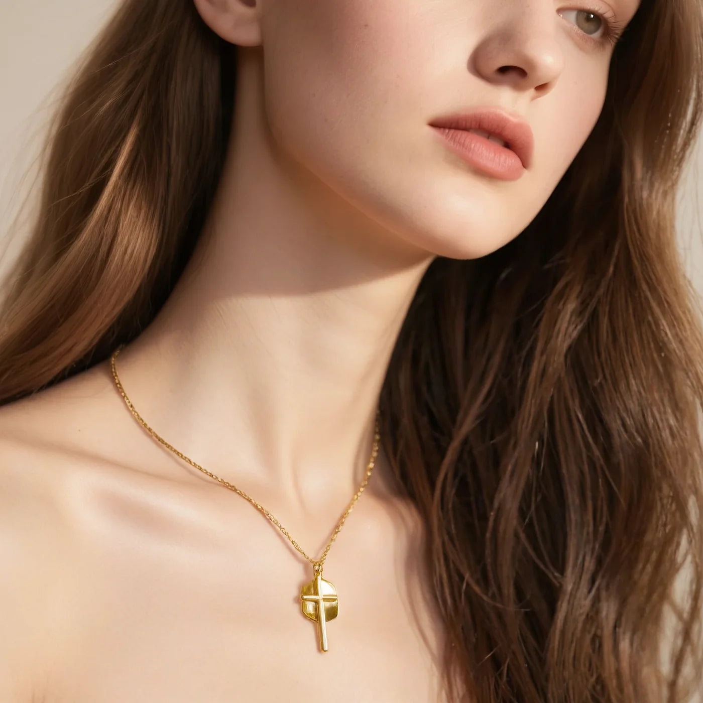 Layered Cross Pendant Necklace lifestyle image