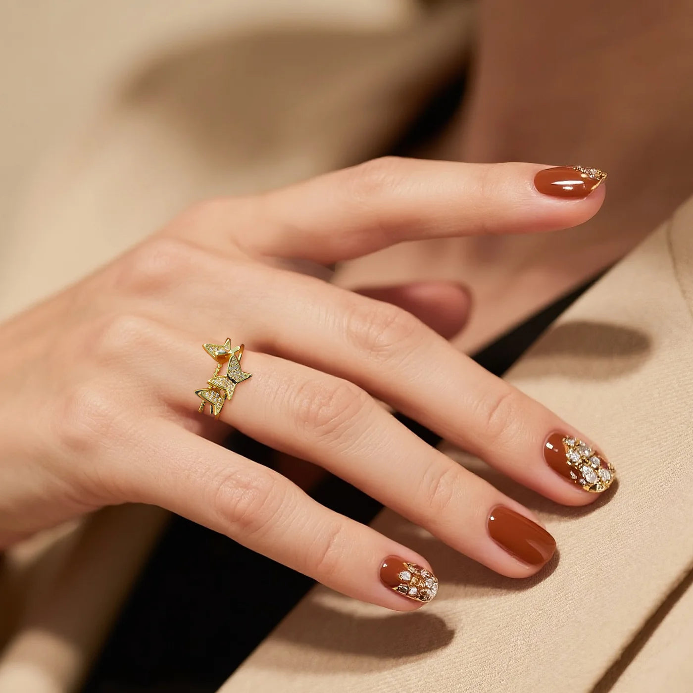 Gold Butterfly Sparkle Ring lifestyle image