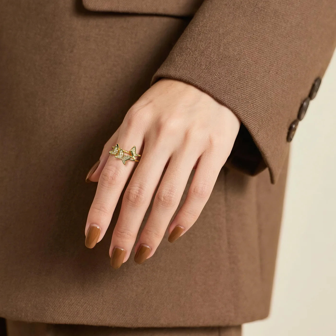 Gold Butterfly Sparkle Ring lifestyle image