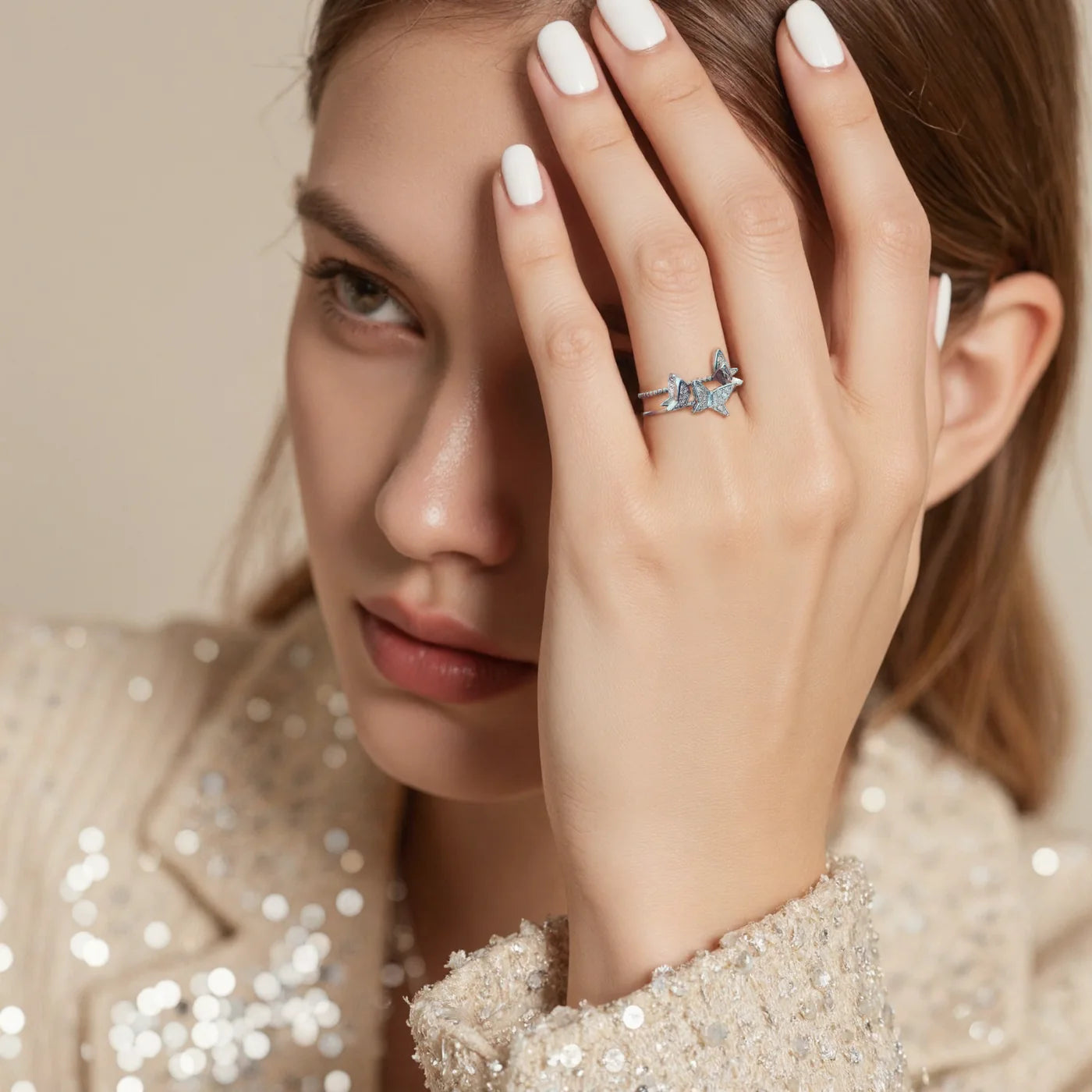 Silver Butterfly Sparkle Ring lifestyle image