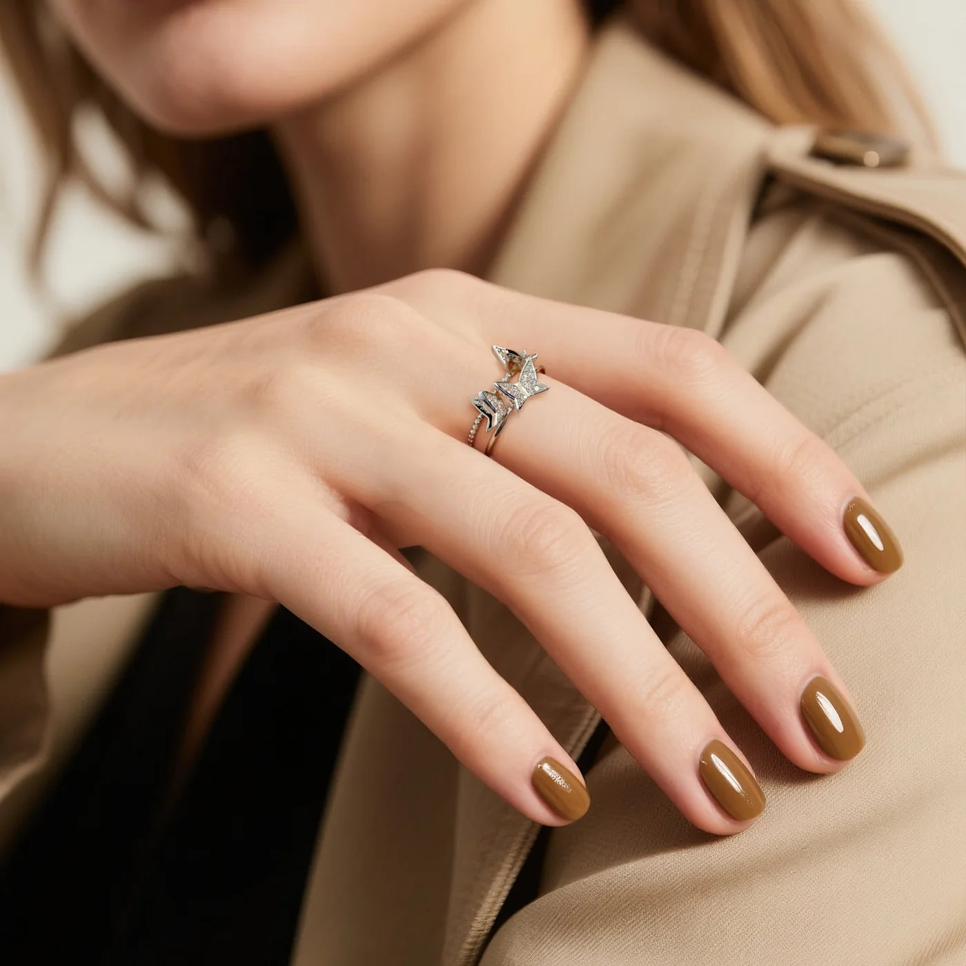 Silver Butterfly Sparkle Ring lifestyle image