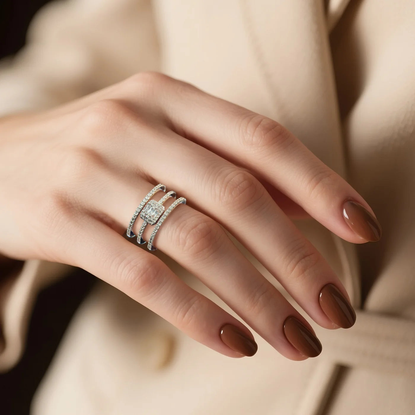 Silver Luxe Halo Ring lifestyle image