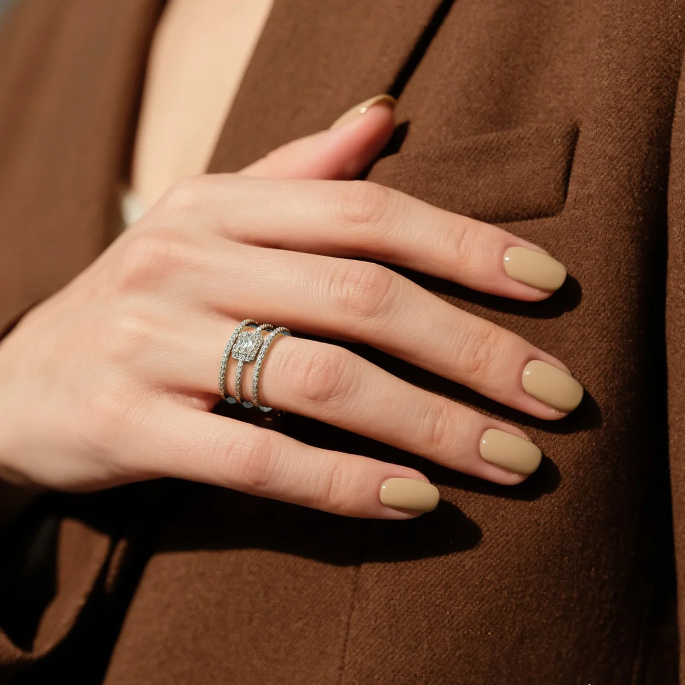 Silver Luxe Halo Ring lifestyle image