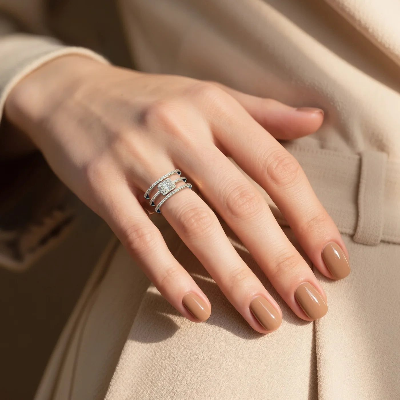 Silver Luxe Halo Ring lifestyle image