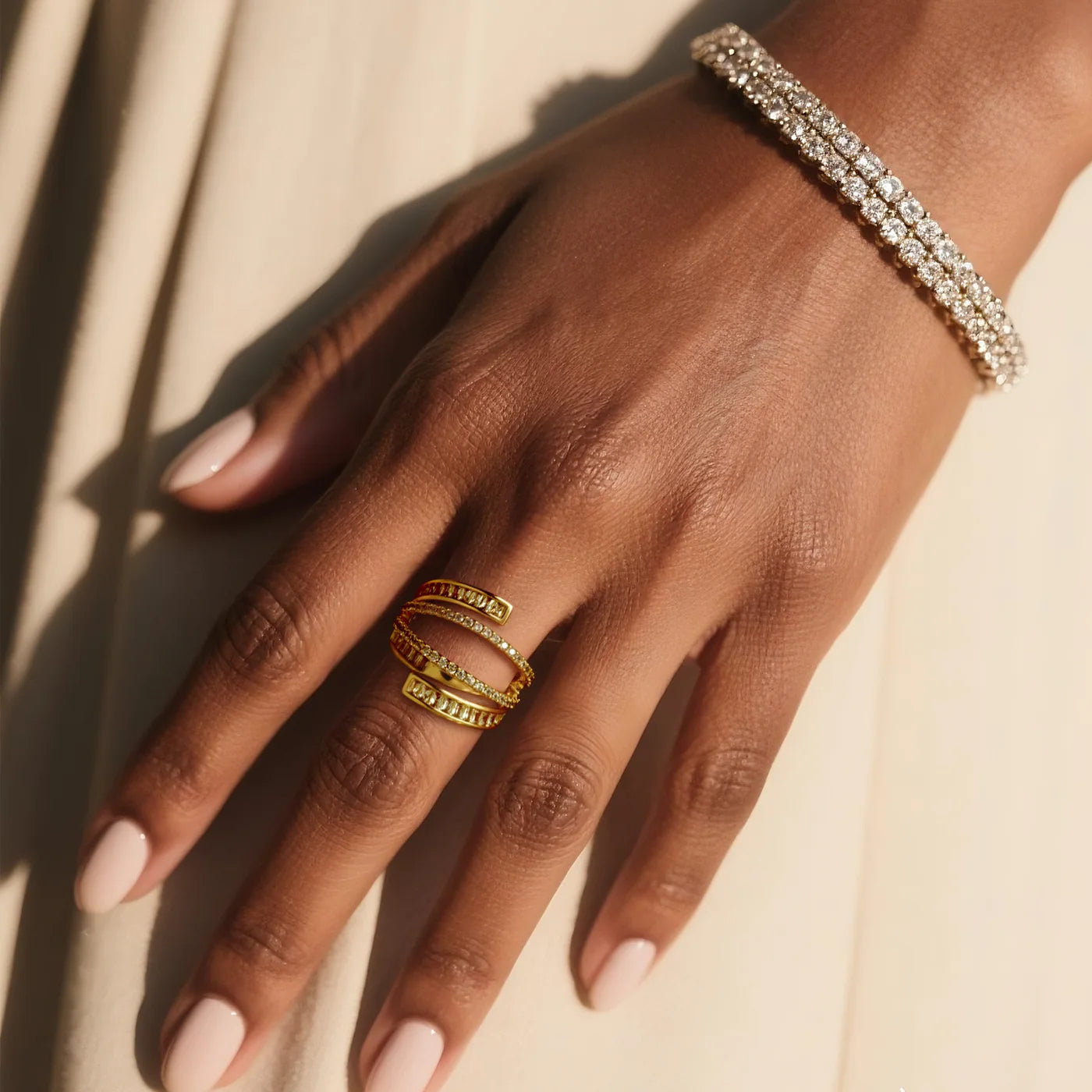 Gold Multi-Layer CZ Ring lifestyle image