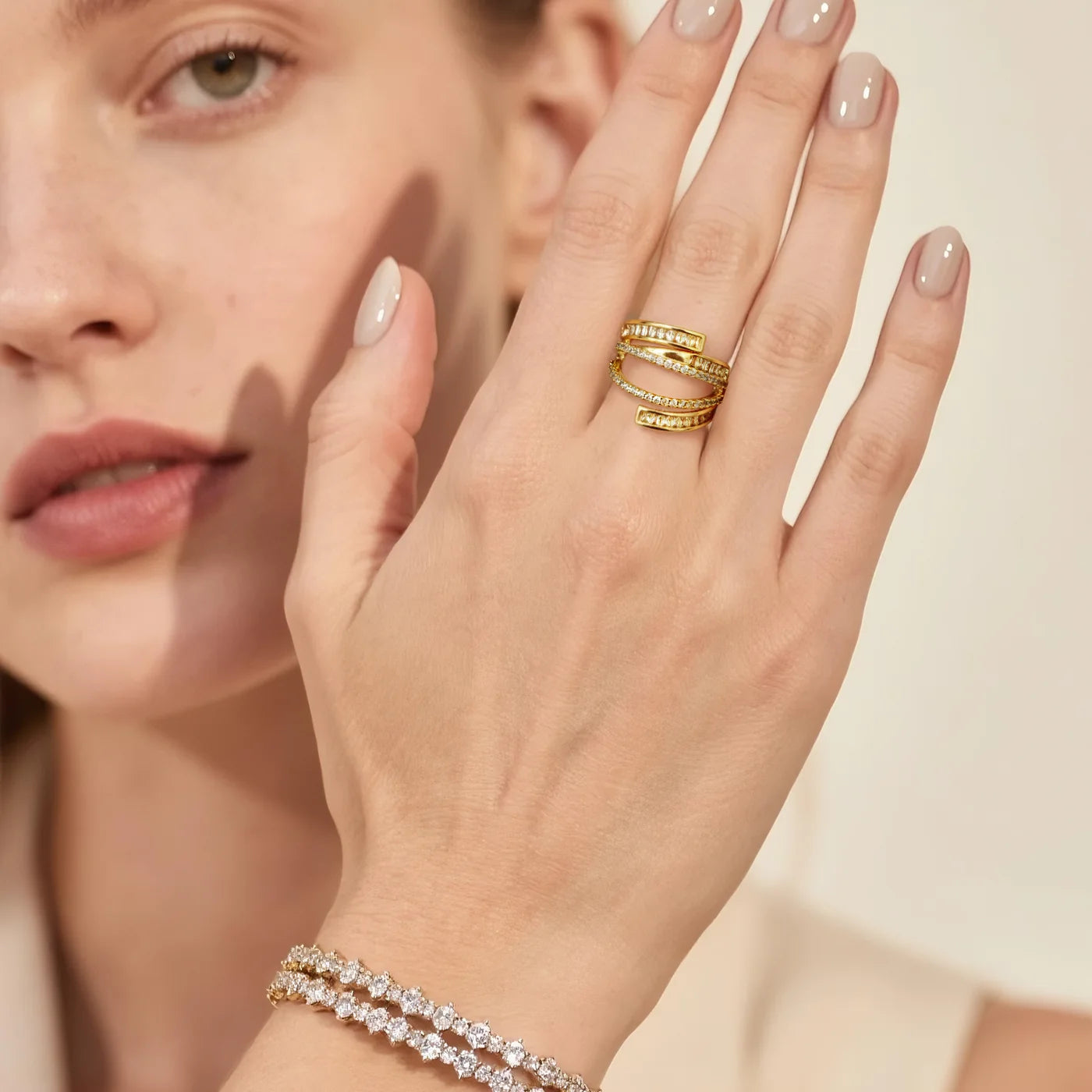Gold Multi-Layer CZ Ring lifestyle image