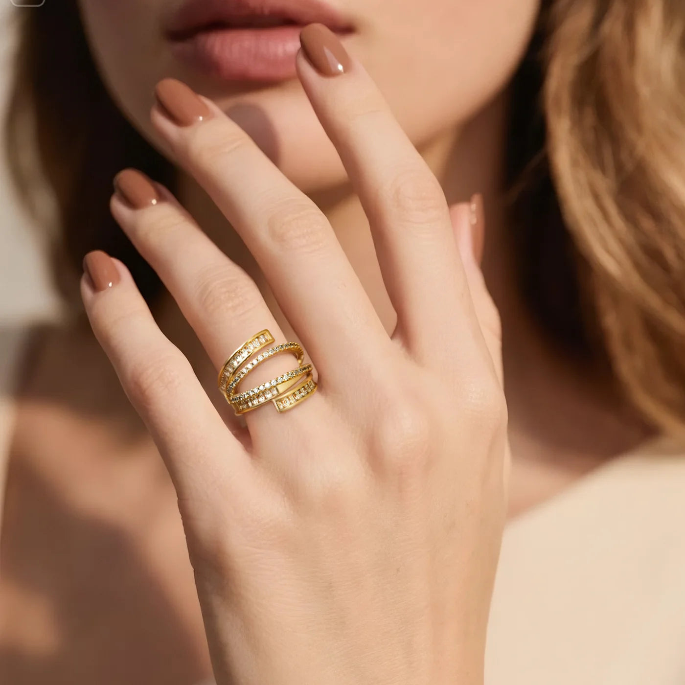 Gold Multi-Layer CZ Ring lifestyle image