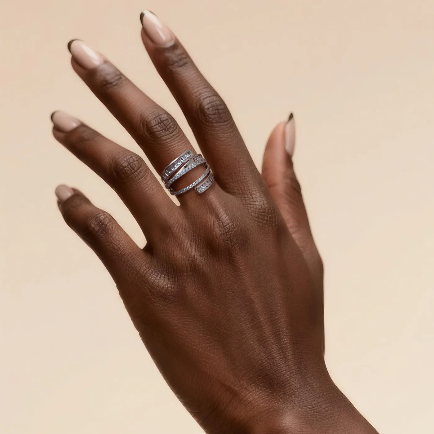 Silver Multi-Layer CZ Ring lifestyle image