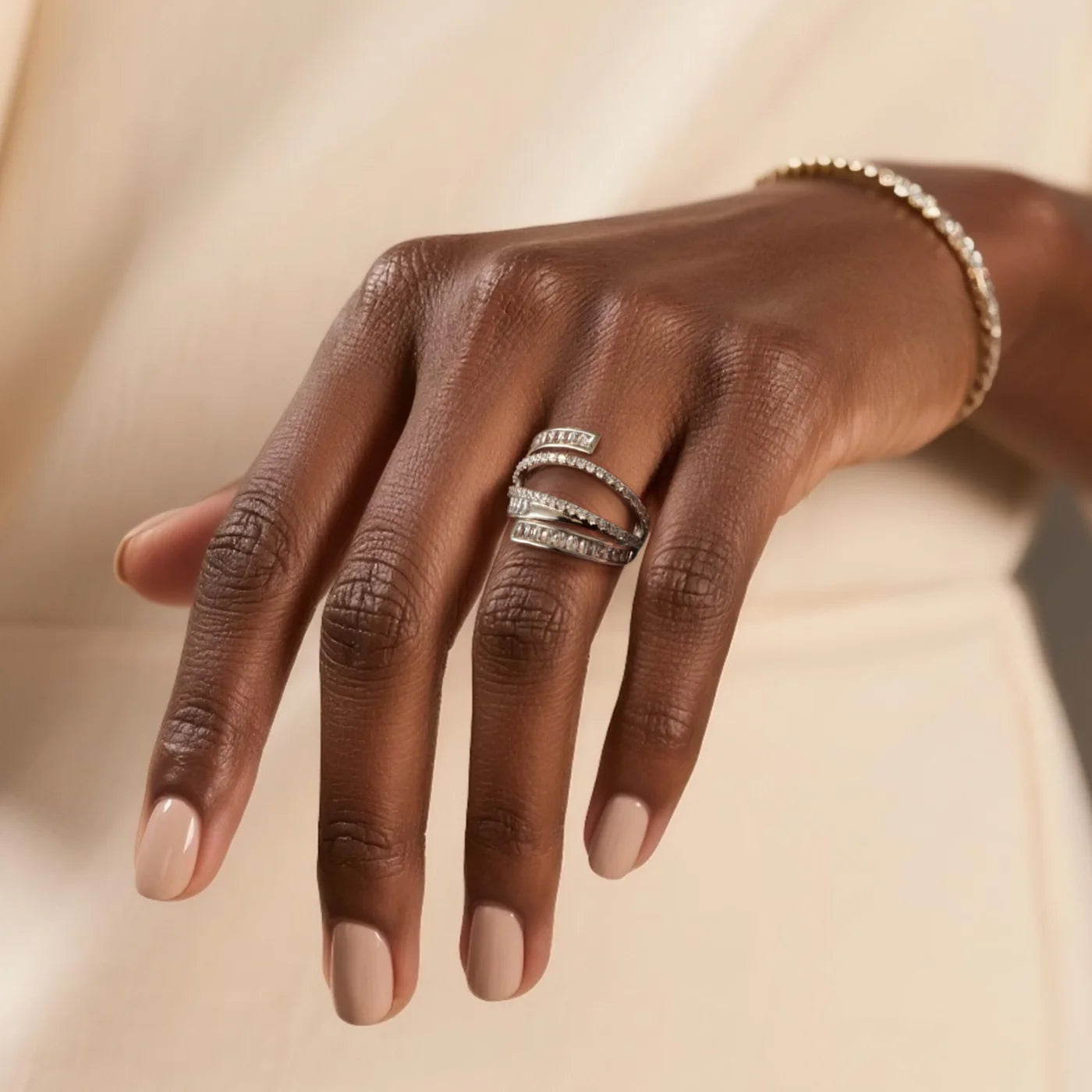 Silver Multi-Layer CZ Ring lifestyle image