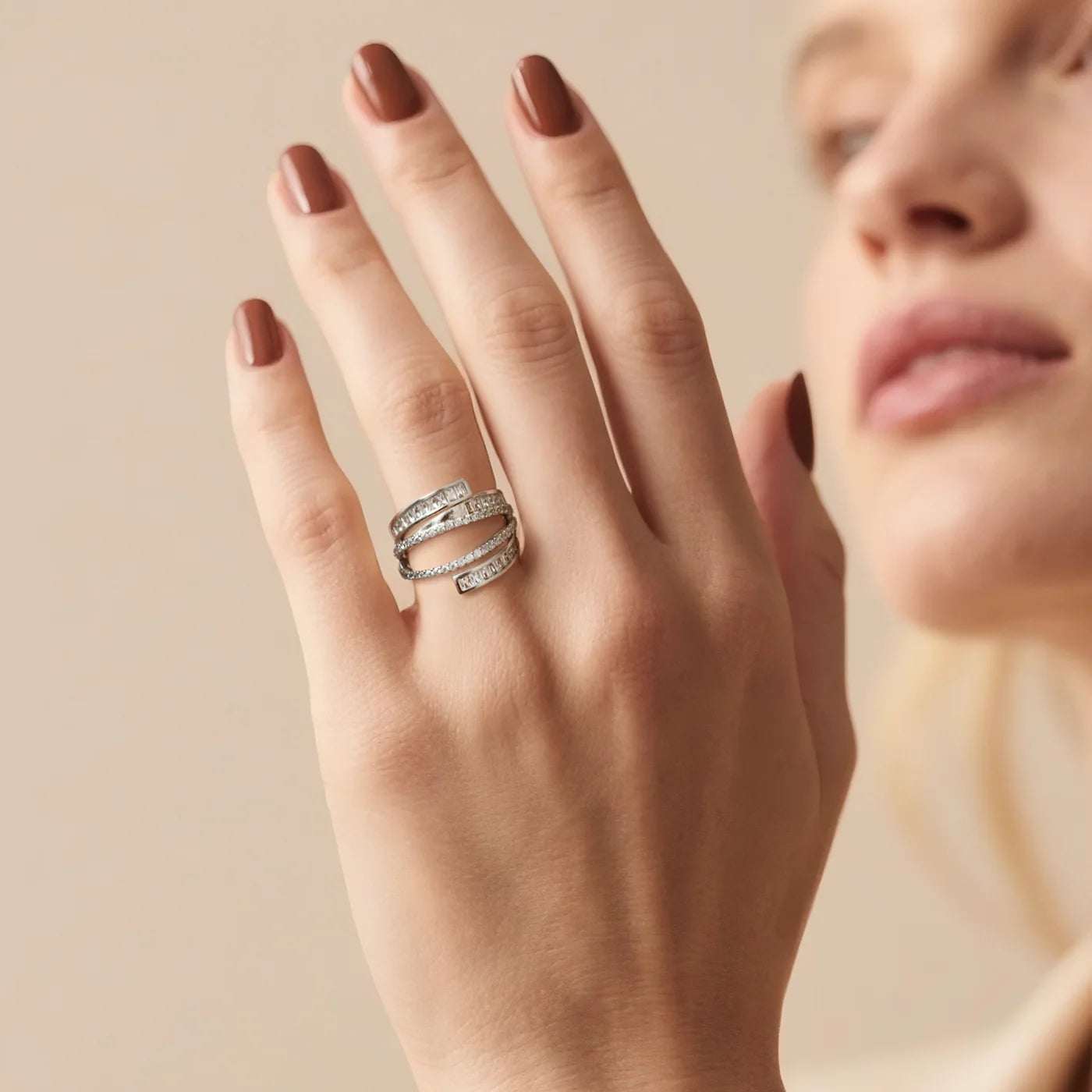 Silver Multi-Layer CZ Ring lifestyle image