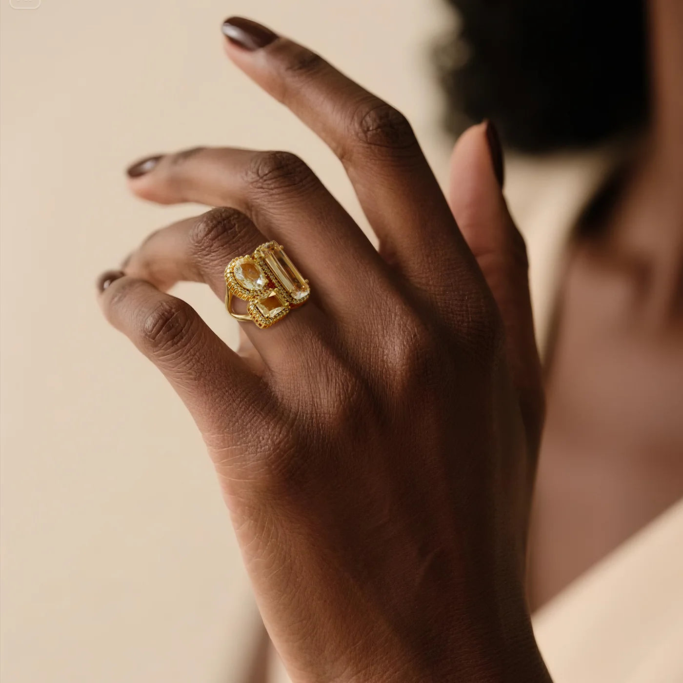 Gold Three-Stone CZ Ring lifestyle image