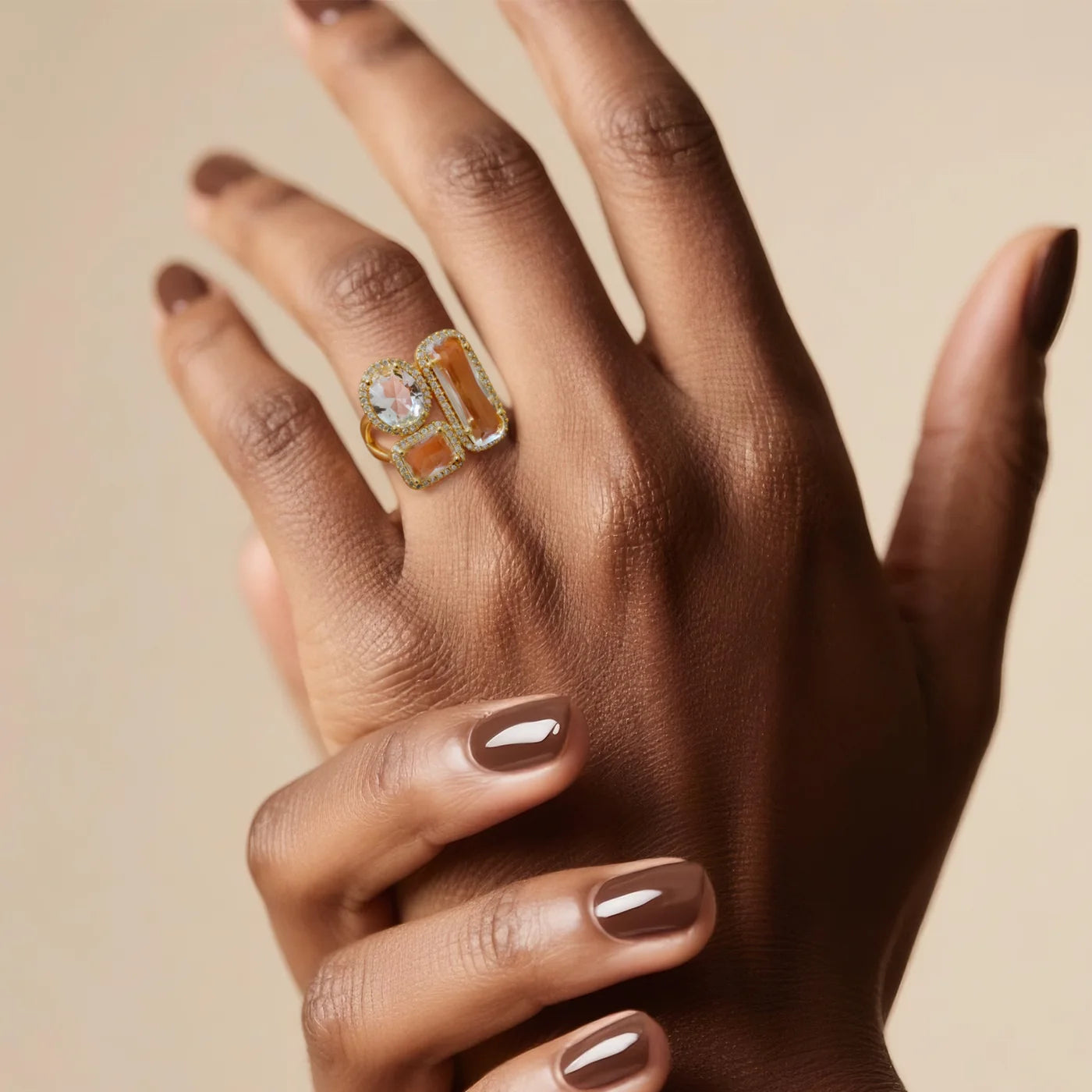 Gold Three-Stone CZ Ring lifestyle image