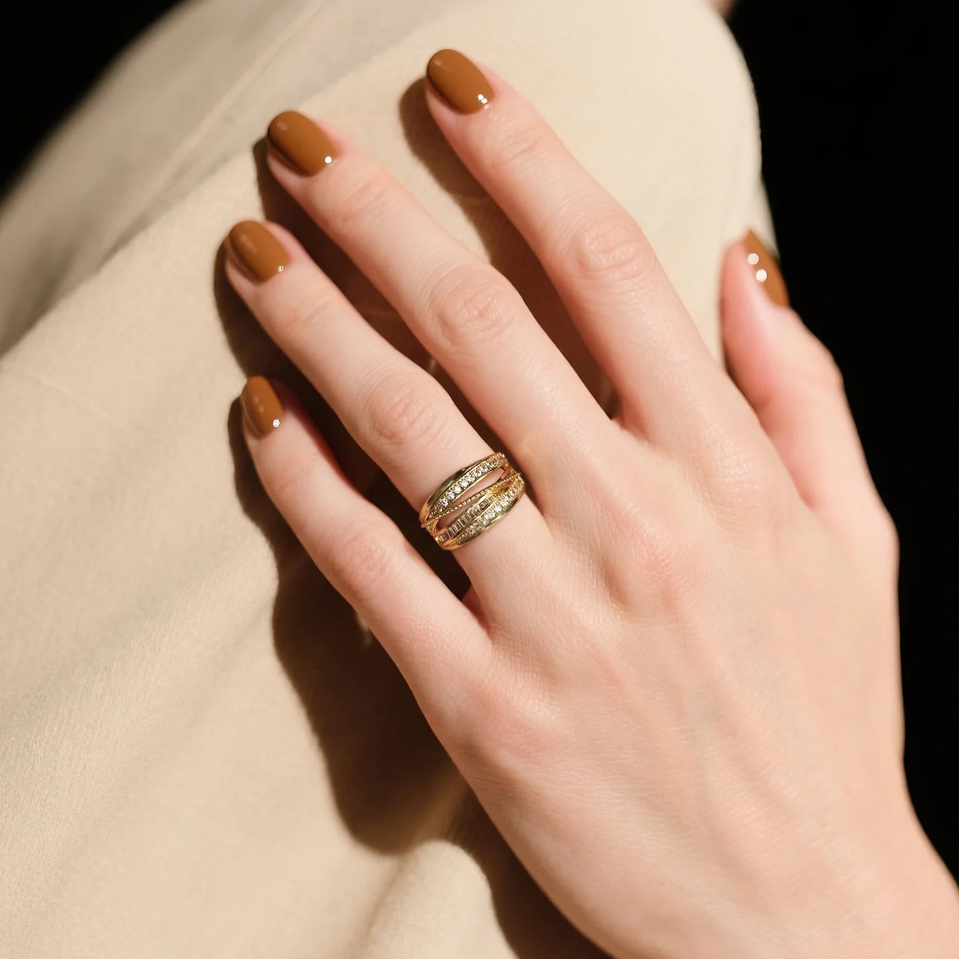 Gold Multi-Loop CZ Ring lifestyle image