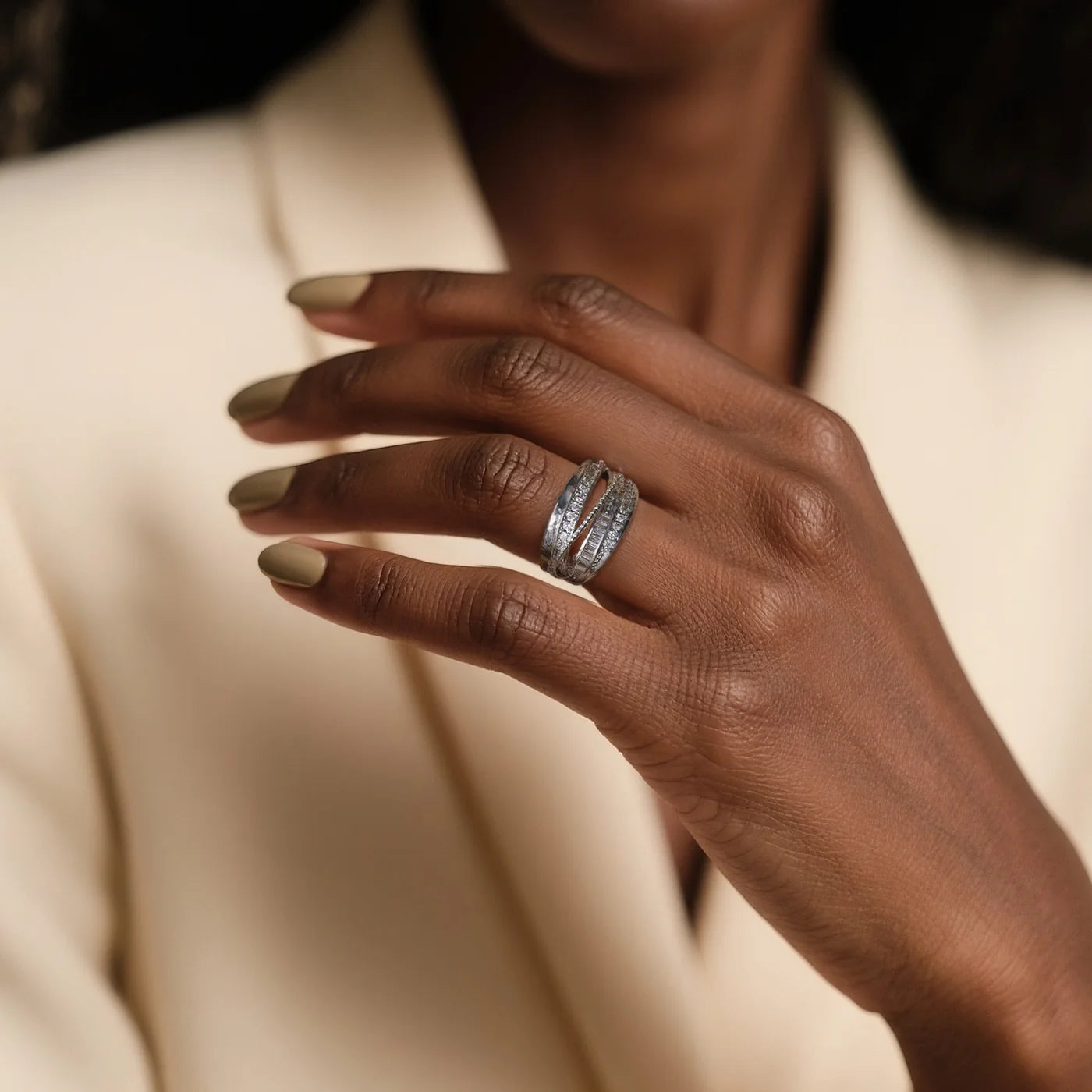 Silver Multi-Layer Open Ring lifestyle image
