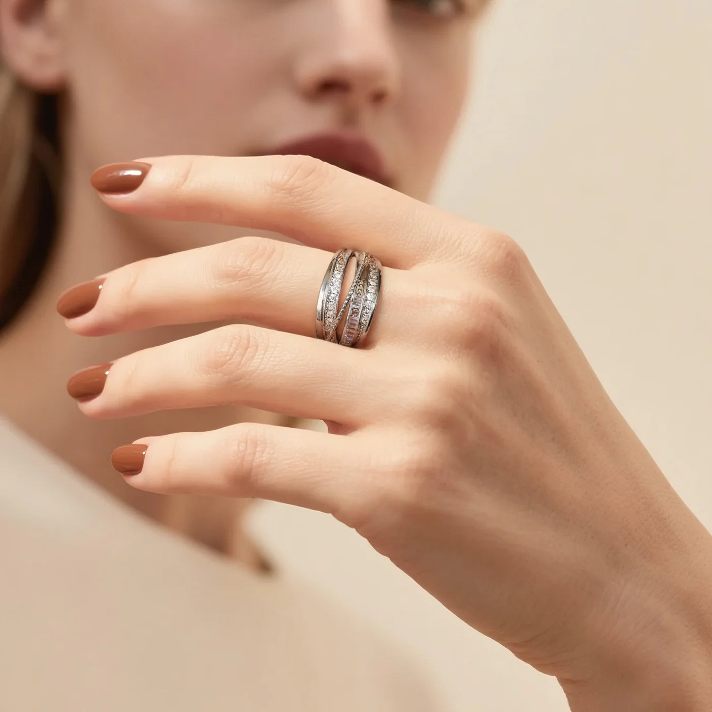 Silver Multi-Layer Open Ring lifestyle image
