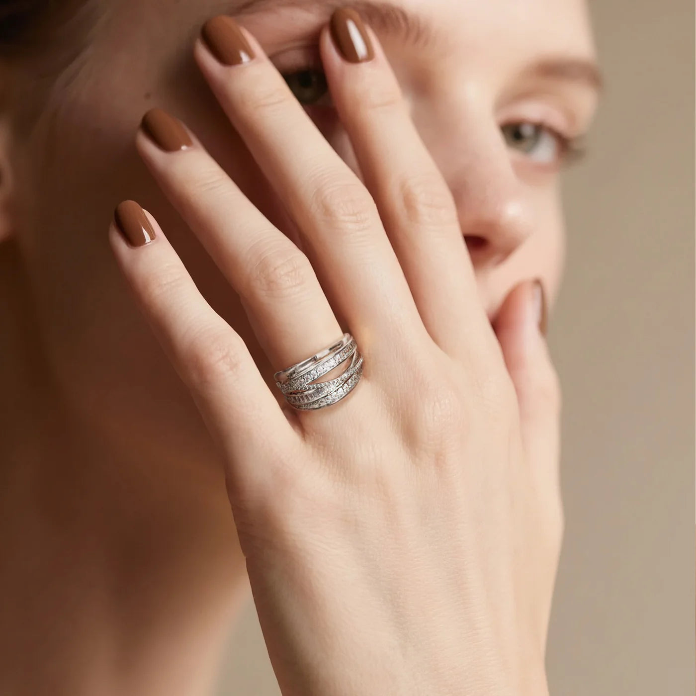 Silver Multi-Layer Open Ring lifestyle image