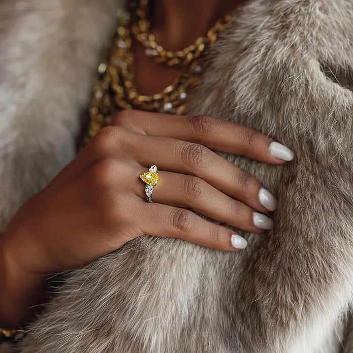 Yellow Pear-Cut Promise Ring lifestyle image