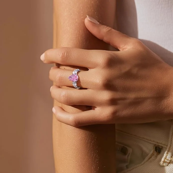Pink Pear-Cut Promise Ring lifestyle image
