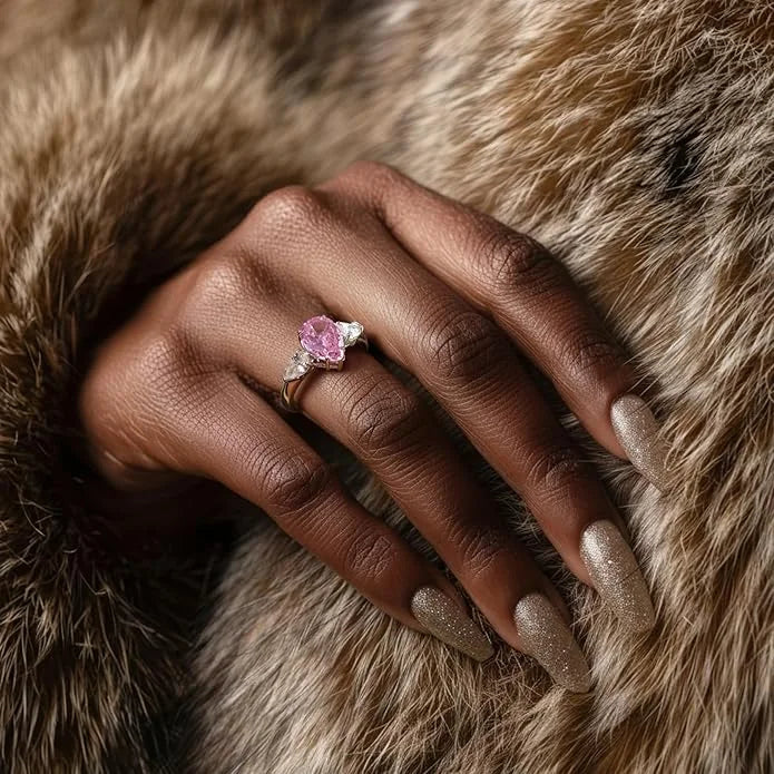 Pink Pear-Cut Promise Ring lifestyle image