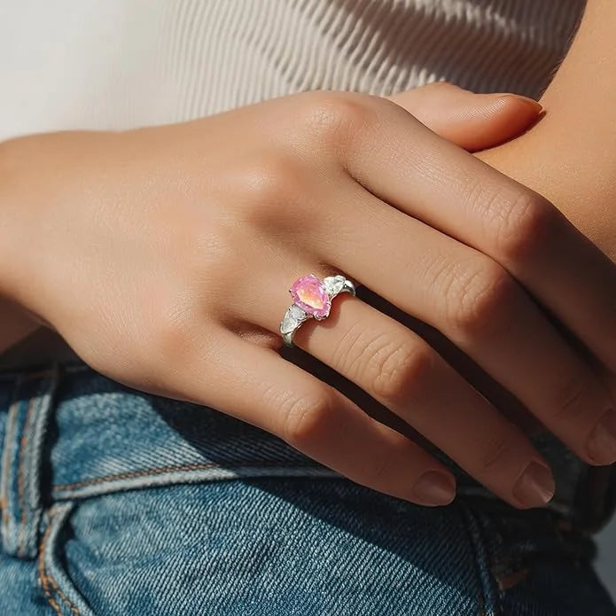 Pink Pear-Cut Promise Ring lifestyle image