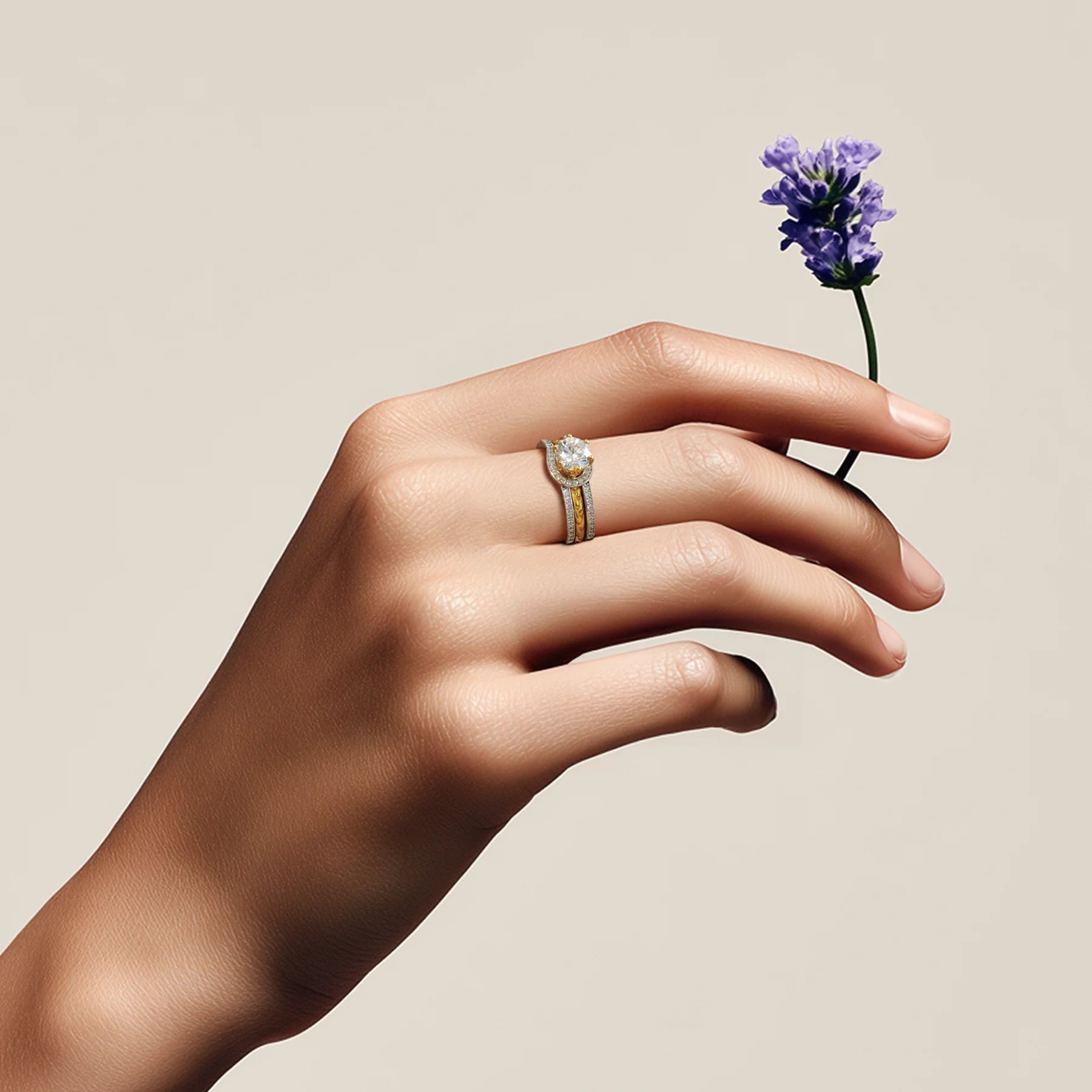 Two-Tone CZ Ring Set lifestyle image