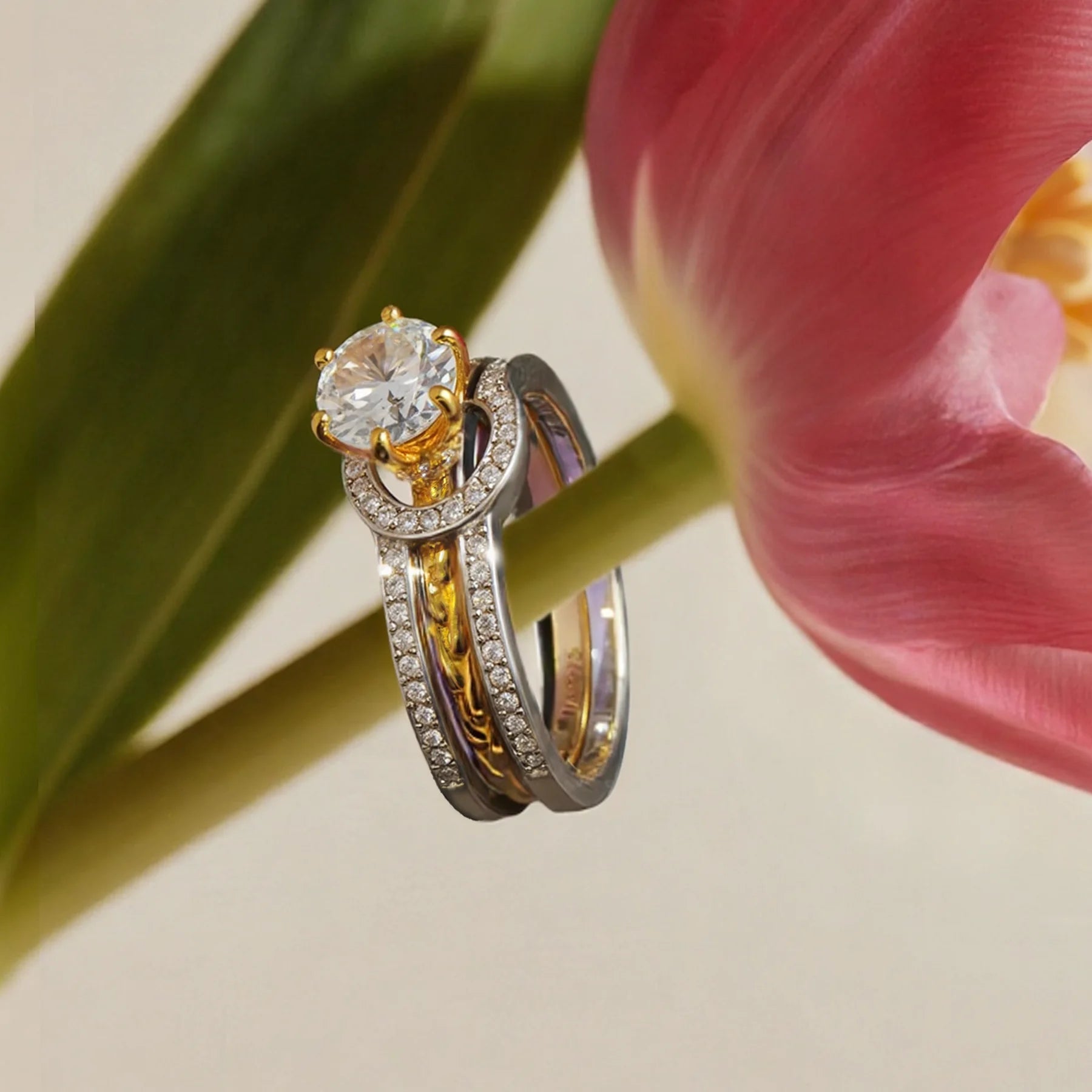 Two-Tone CZ Ring Set lifestyle image