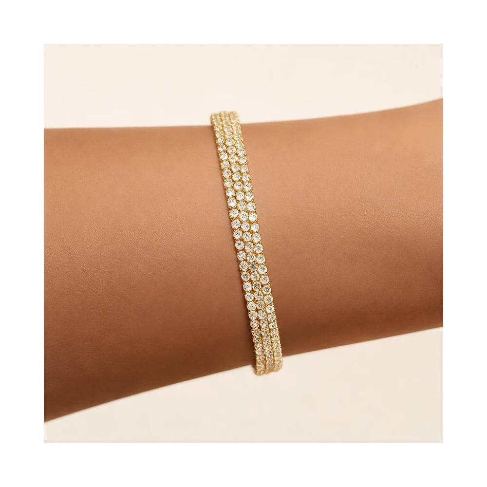 Gold Triple-Row Tennis Bracelet