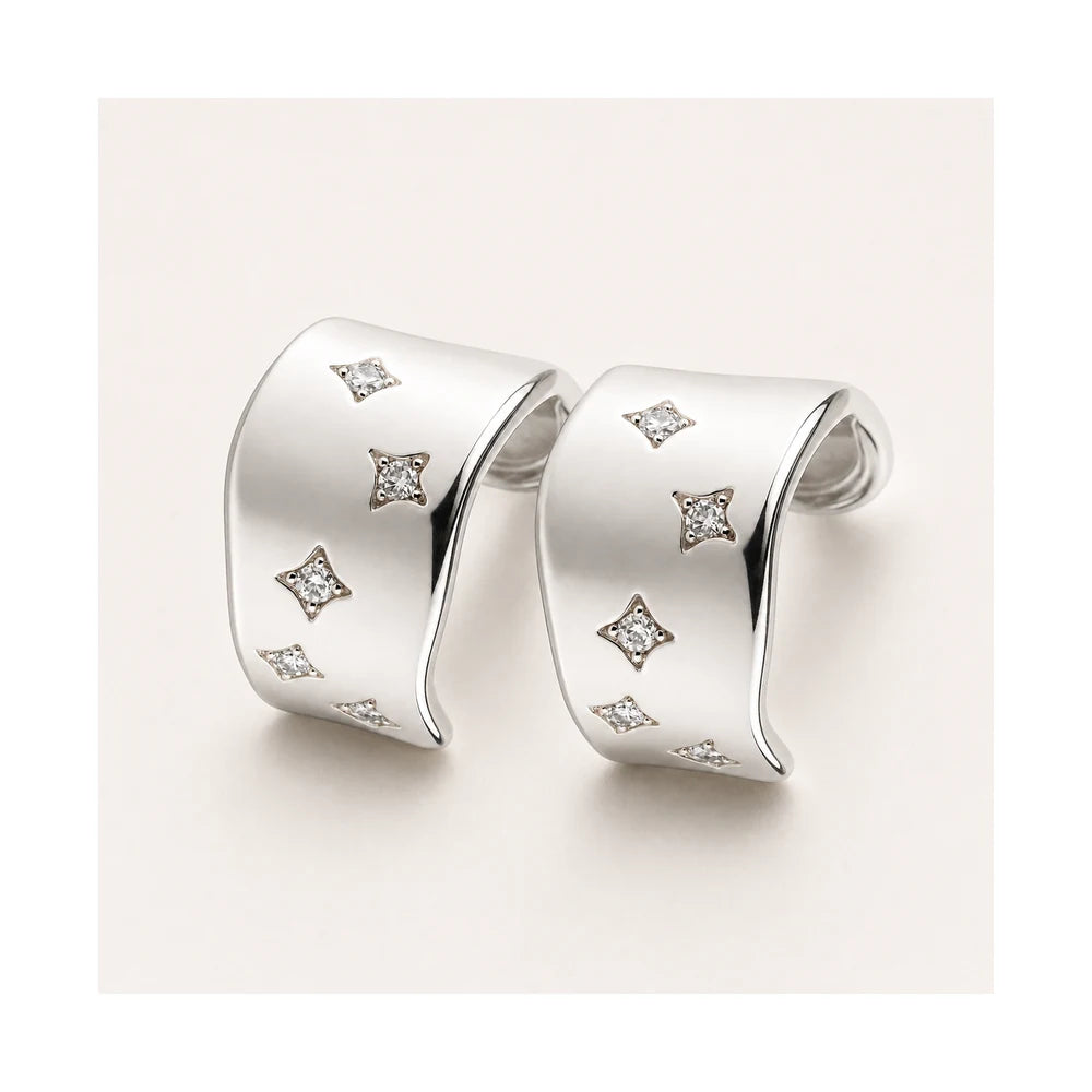 Twisted Gold CZ Stud Earrings