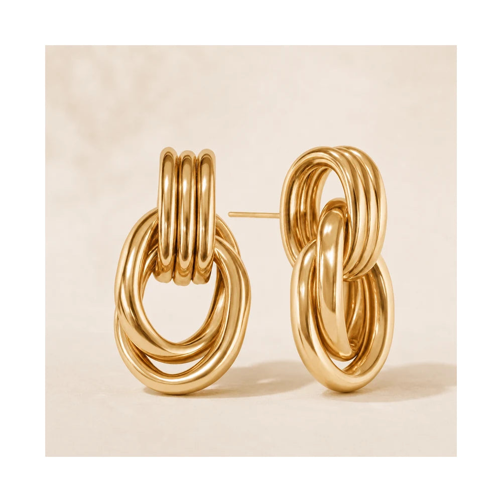 Gold 3D Knot Statement Earrings