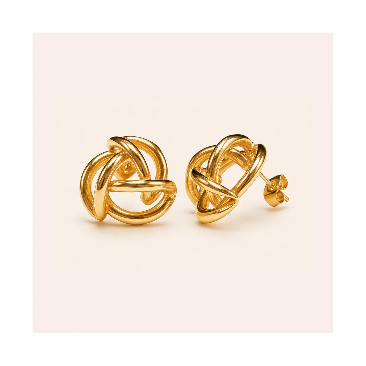Woven Knot Gold Stud Earrings