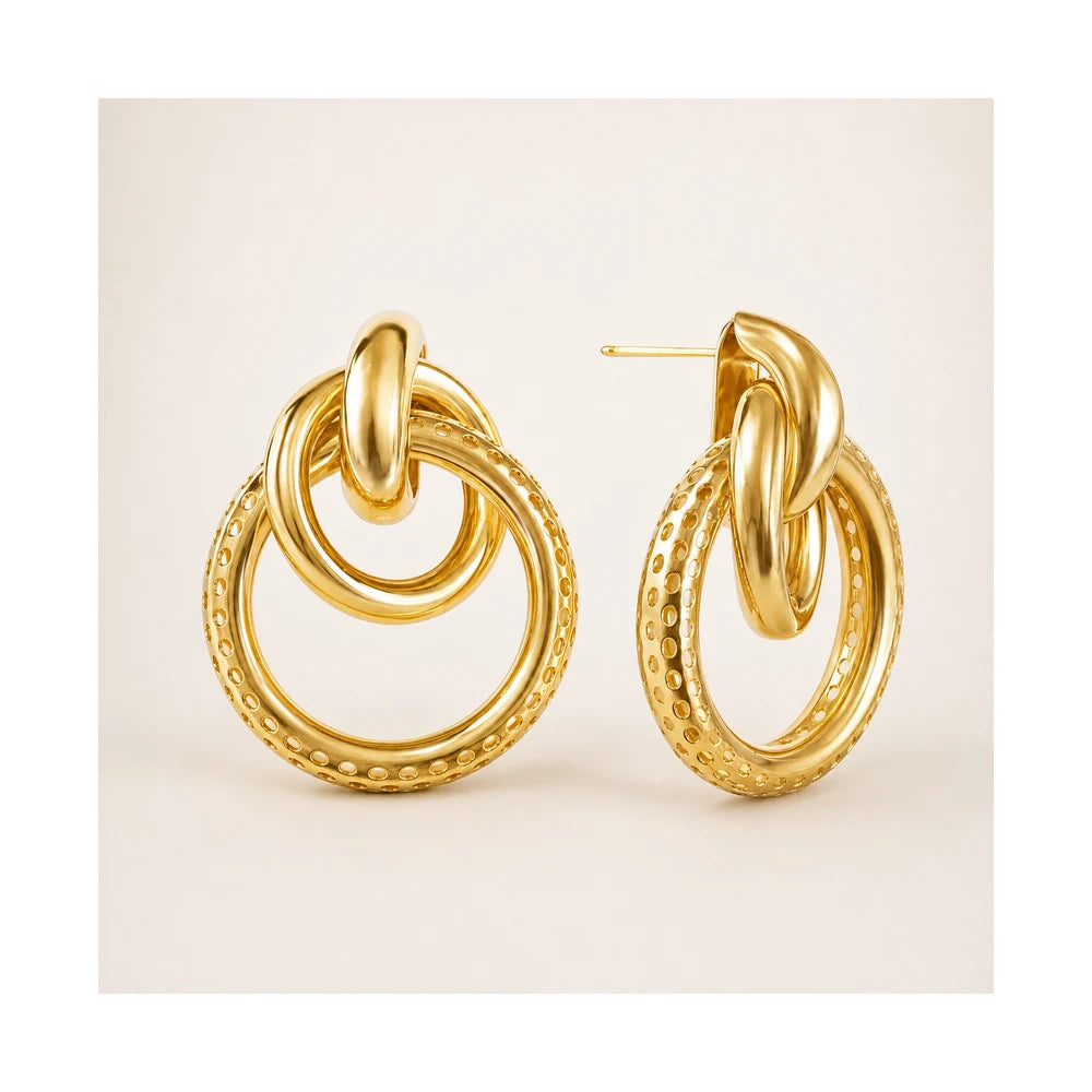 Interlocking Gold Hoop Earrings