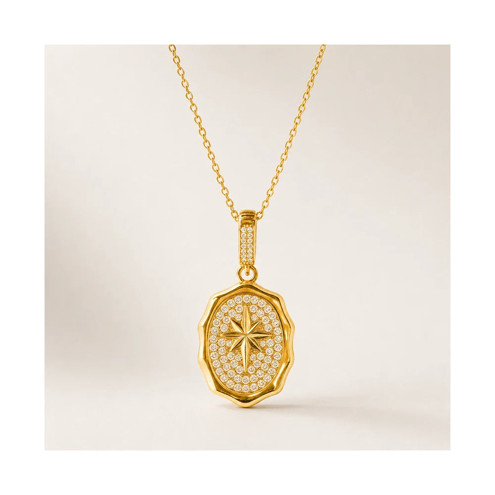 Gold Starburst Medallion Necklace