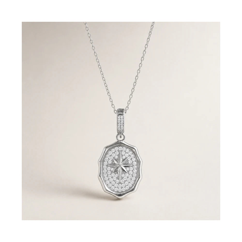 Silver Starburst Medallion Necklace