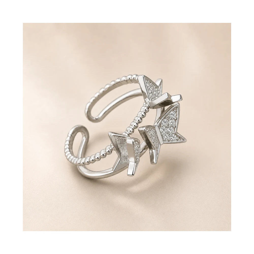 Silver Butterfly Sparkle Ring