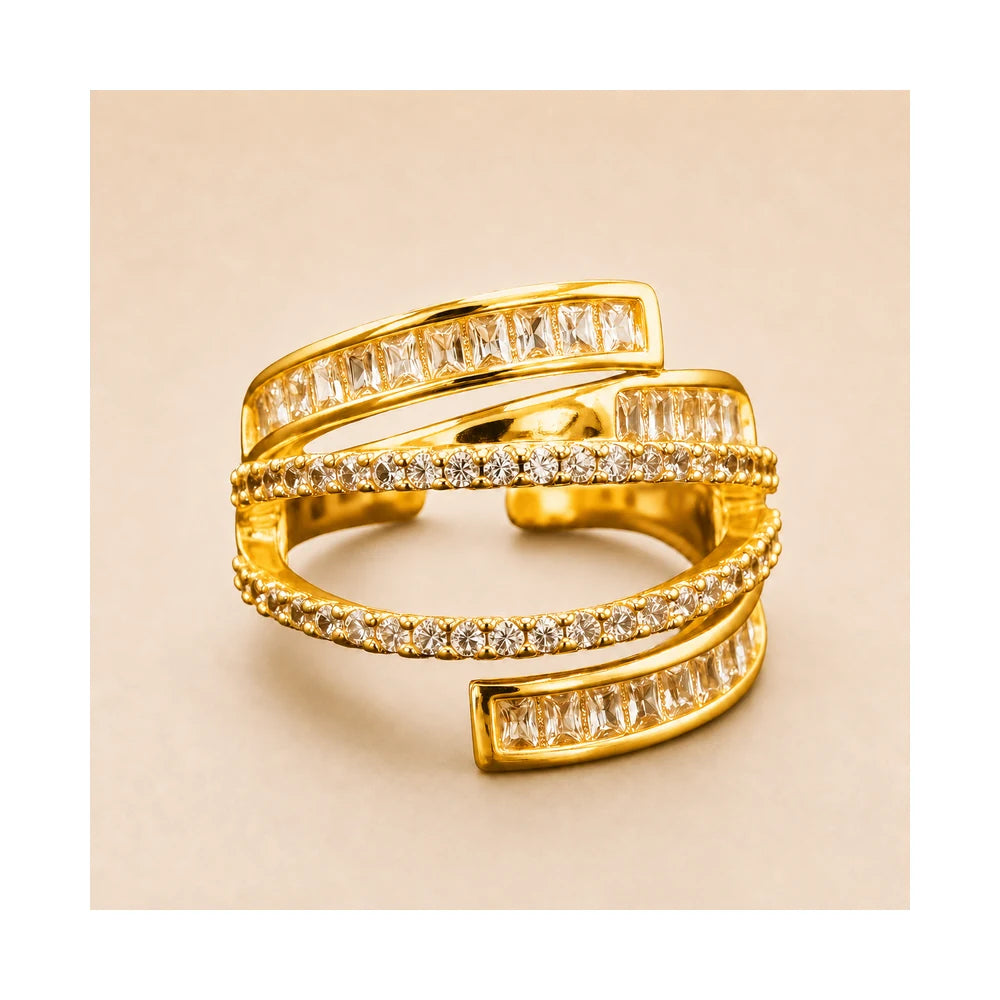 Gold Multi-Layer CZ Ring