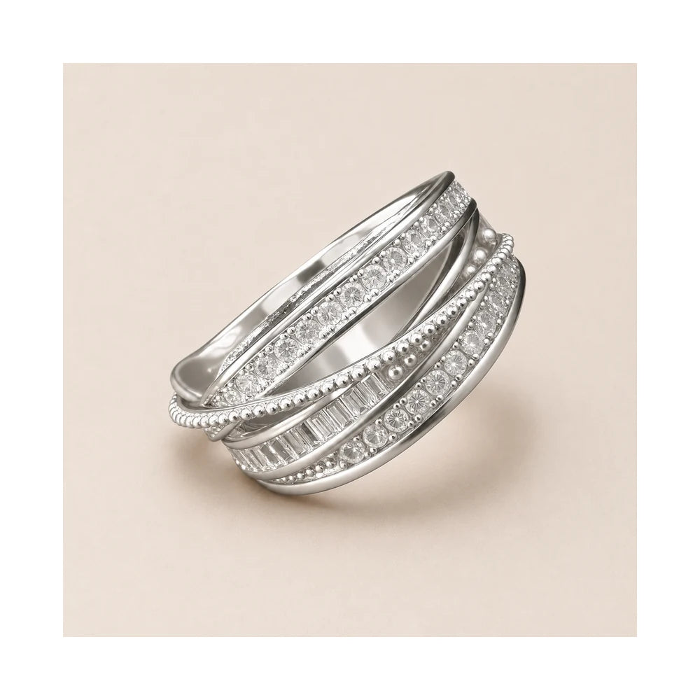 Silver Multi-Layer Open Ring