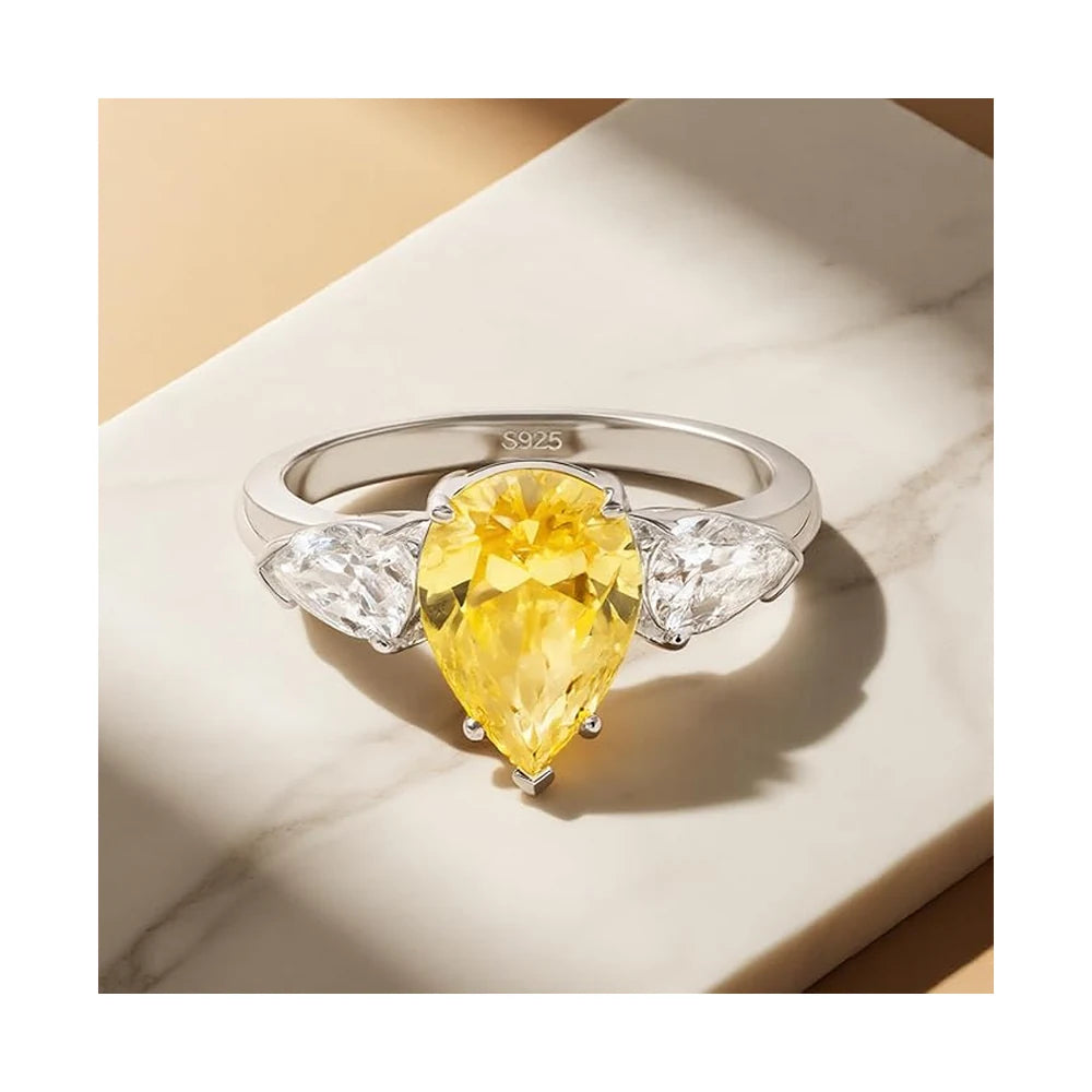 Yellow Pear-Cut Promise Ring