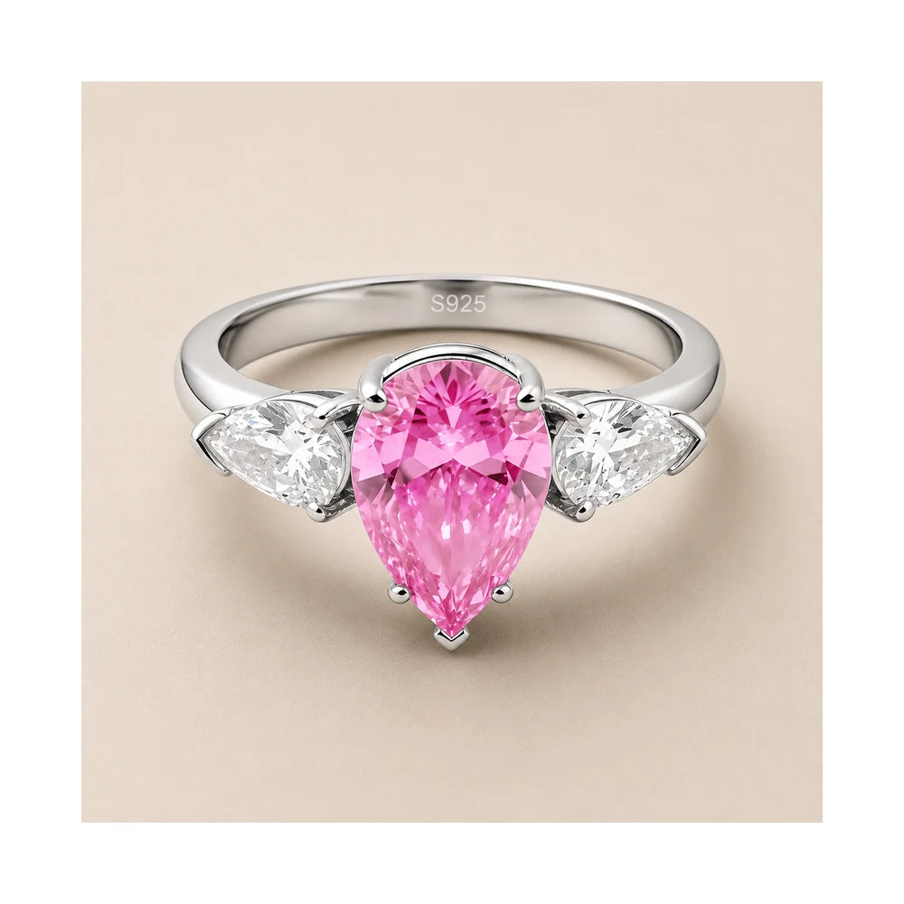 Pink Pear-Cut Promise Ring