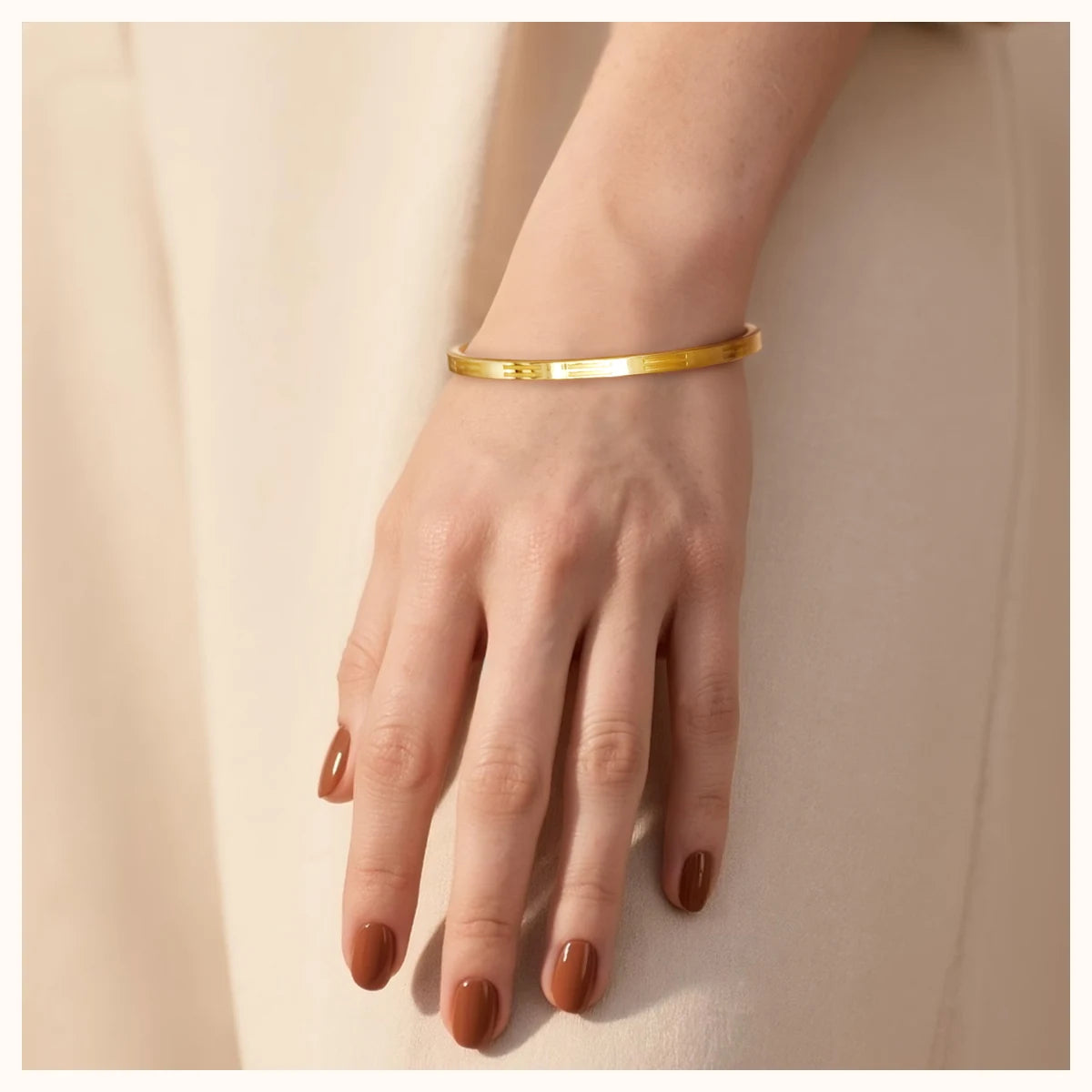 Gold Engraved Friendship Bangle alternate view