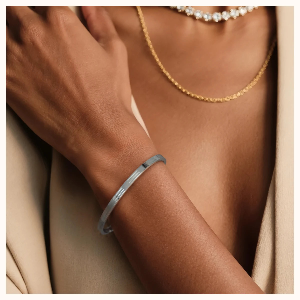 Silver Engraved Friendship Bangle alternate view