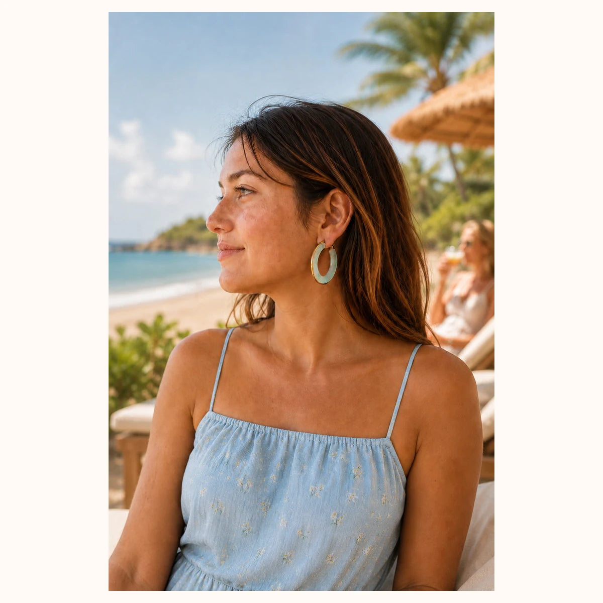 Blue Marble Gold Hoop Earrings alternate view