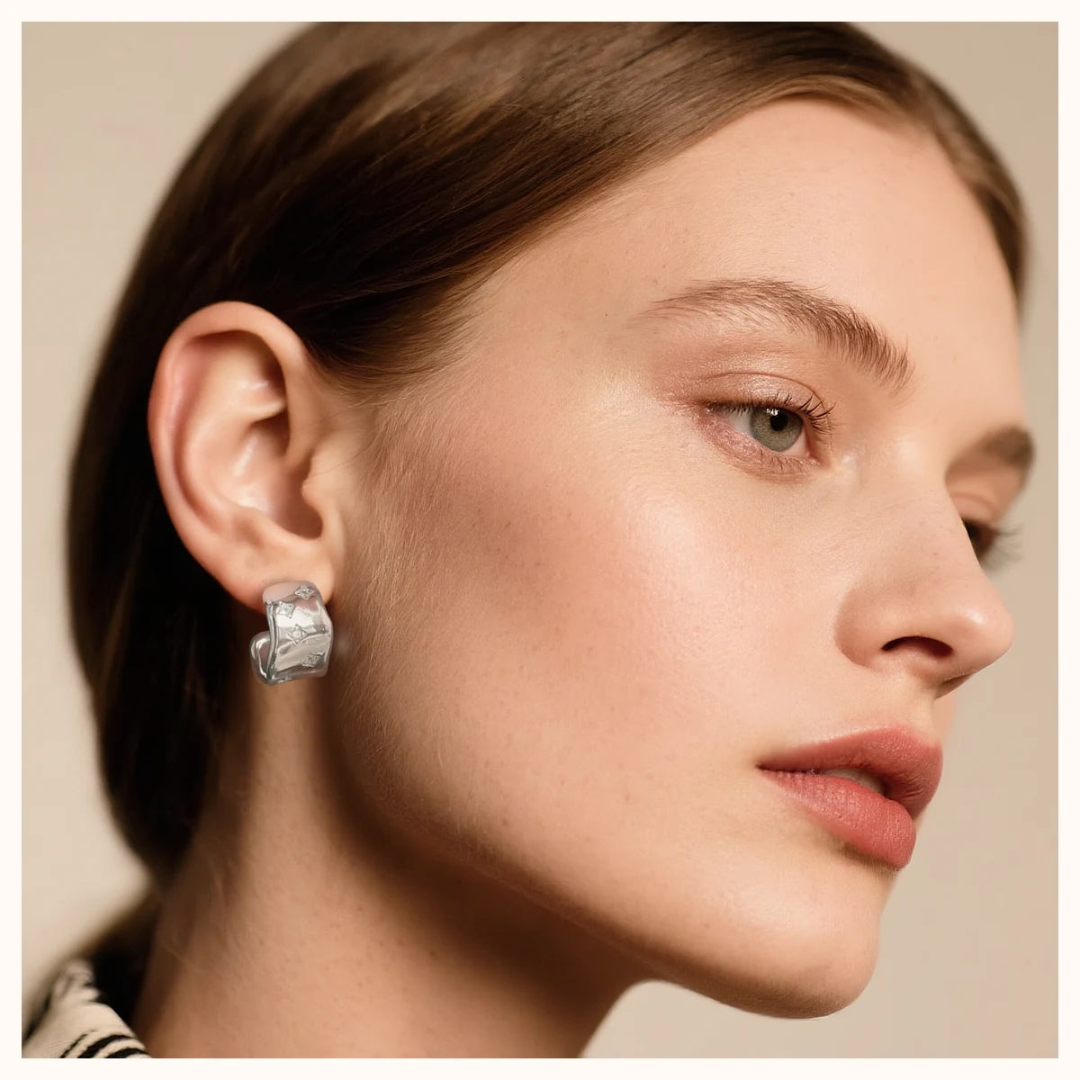 Twisted Gold CZ Stud Earrings alternate view