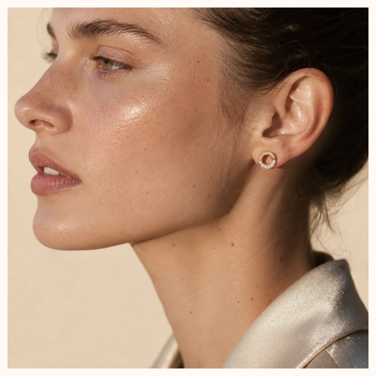 Open-Circle Gold CZ Stud Earrings alternate view
