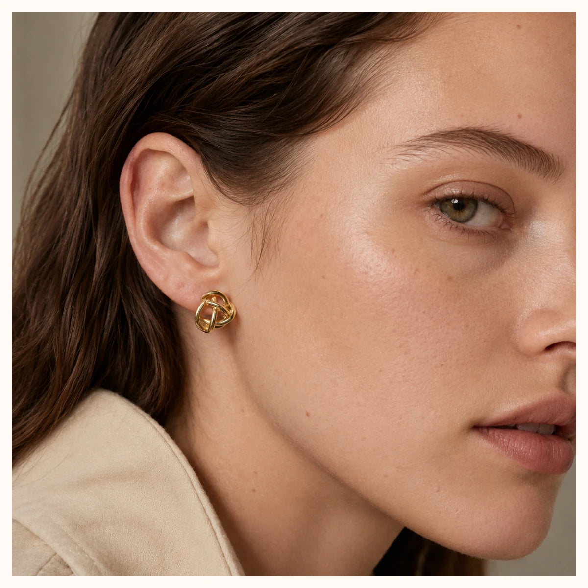 Woven Knot Gold Stud Earrings alternate view
